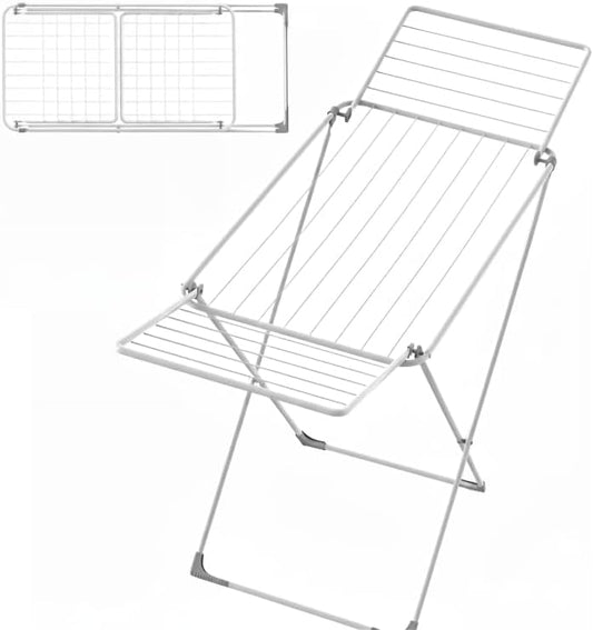 NATURAL GUEST Foldable Clothes Drying Rack for Laundry – Heavy Duty Stainless Steel Foldable Dryer Stand, Adjustable Wings, Indoor & Outdoor Clothing Hanger, Portable Space-Saving Drying Stand