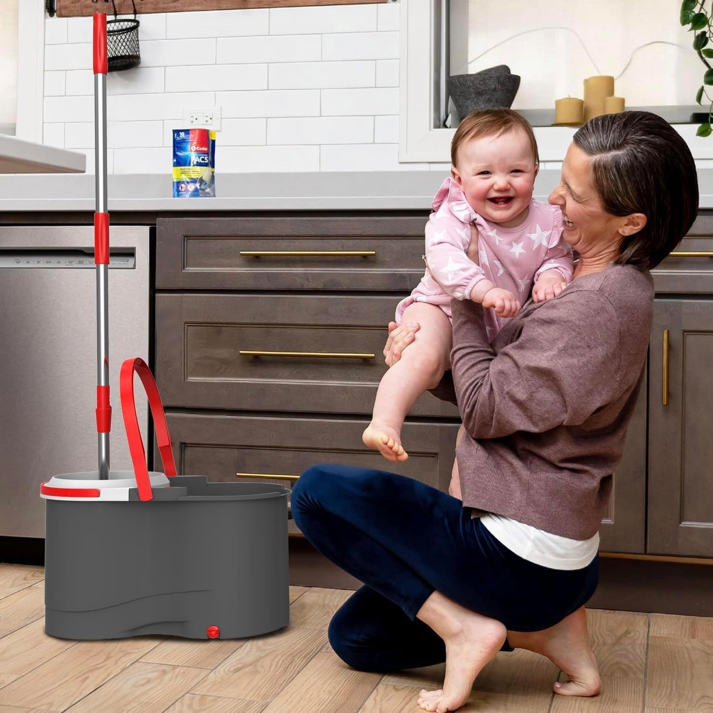 Spin Mop & Bucket Set System – Pedal-Free Hands-Free Drying with Stainless Steel Handle, 2 Microfiber Heads, 360° Spin, Washable, Splash-Free Design, Ideal for All Floor Types